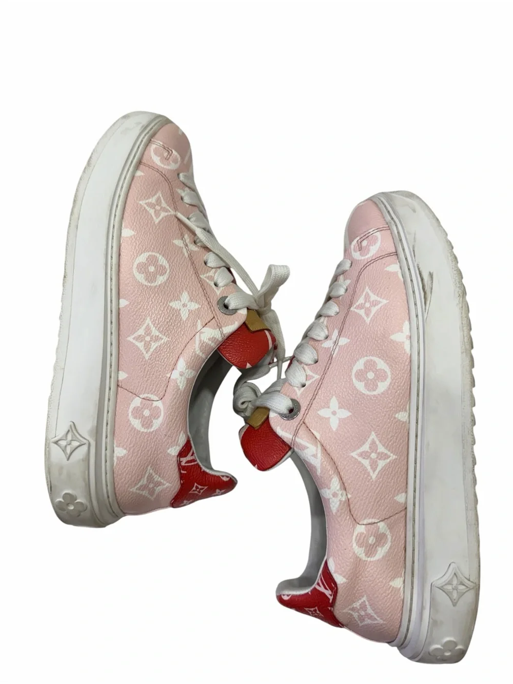 Louis Vuitton Time Out Sneakers Pink Giant Monogram Red Leather Women’s EU 39